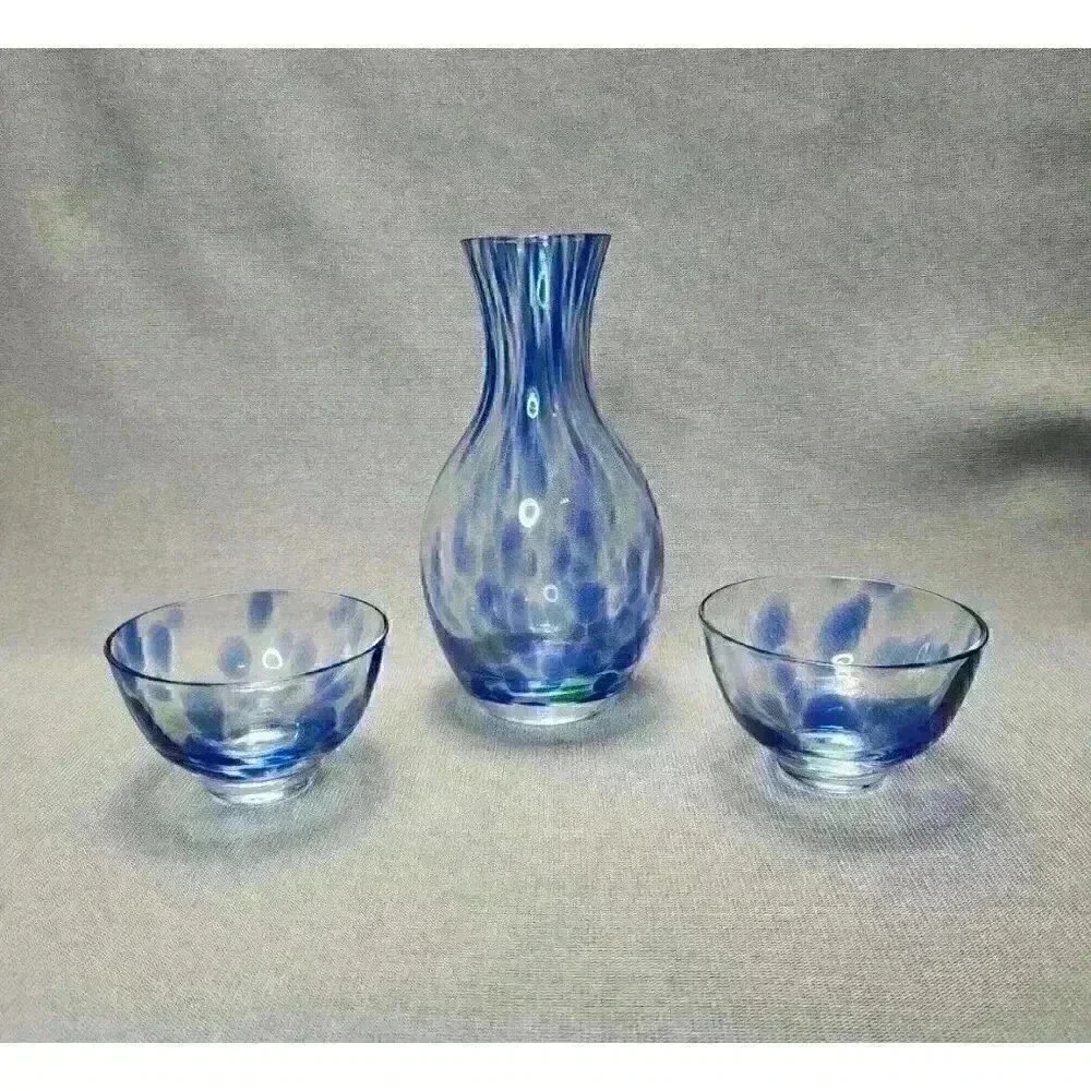 Vintage Tokkuri & Guinomi / Ochoko Sake Cups Murano Style Art Glass Hand Blown - Picture 3 of 5